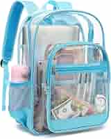 DALIX Clear Royal Blue Backpack - Transparent PVC School Bag, Small To Medium Size 2 thumbnail image