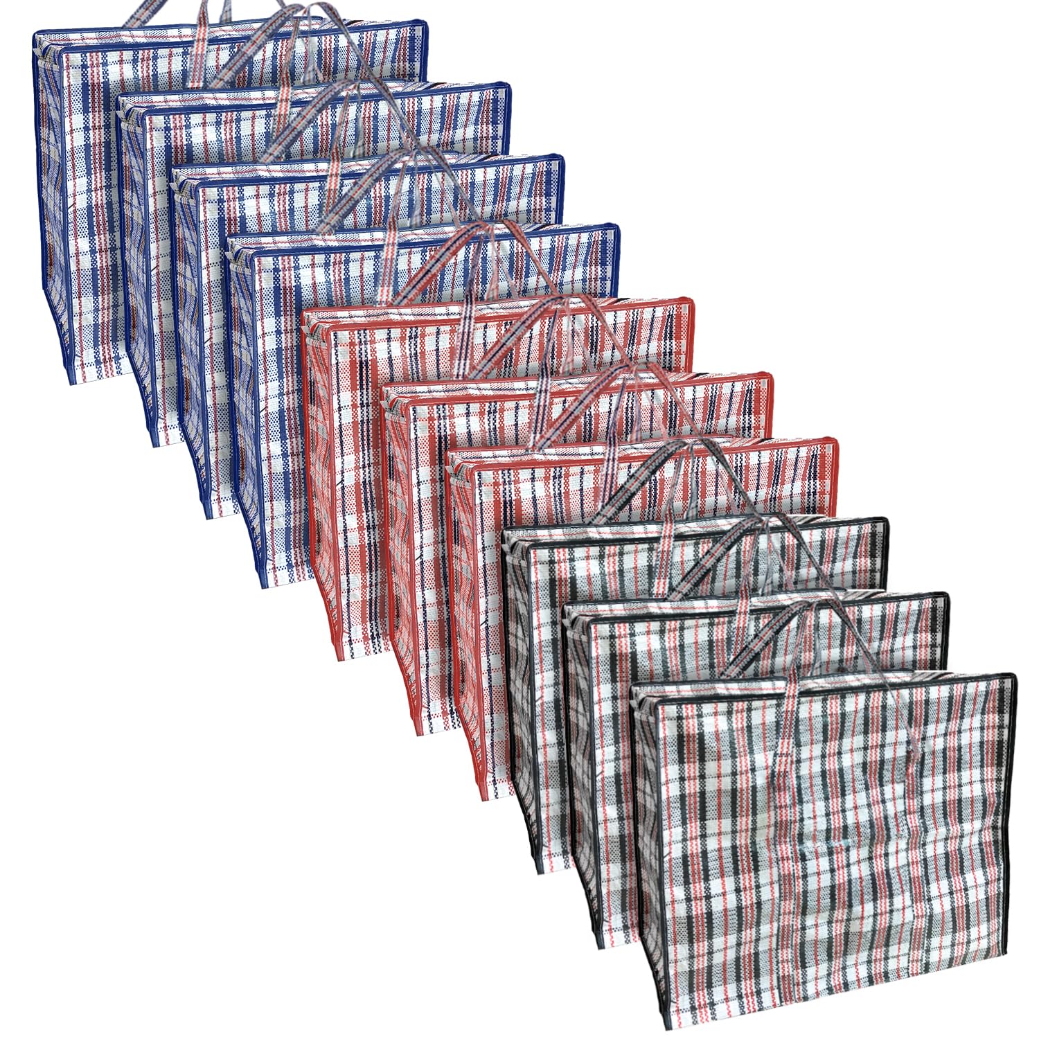 ANSIO Large Laundry Bags Pack of 10 Storage Bags Reusable Laundry Bags with Zips Ideal for Moving House Clothing & Wardrobe Storage (60L x 25W x 50H cm) Assorted colors-image-43