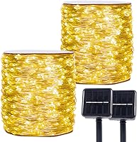 Vista 10 de Cadena de luces solares para exteriores, 200 pies 600 LED luces solares de hadas, impermeables, 8 modos, botón, cadena de luces para patio, jardín