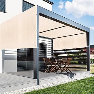 Upgraded Pergola Shade Cover- 8 x 12 FT 95% Sun Shade Cloth with Grommets for Pergola Porch- Durable Anti-UV Pergola Replacement Canopy Shade Tarp Mesh Tarp for Patio Carport Backyard Garden, Beige