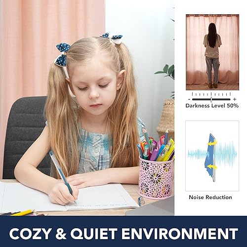 Miniatura 4 de Deconovo Cortinas ligeras de lino para sala de estar de niños de 84 pulgadas de largo, juego de 2 paneles de cortinas de lino con aislamiento