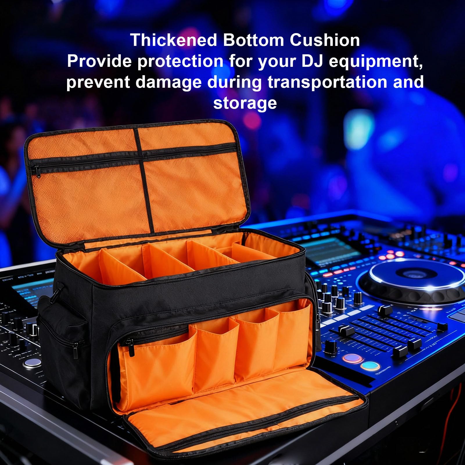 J Gig Bag con 6 Divisori Rimovibili, Borsa per Cavi DJ con Custodia per Laptop, Borsa da Viaggio per Musicisti di Grande capacità per Attrezzatura DJ, Attrezzatura Musicale e