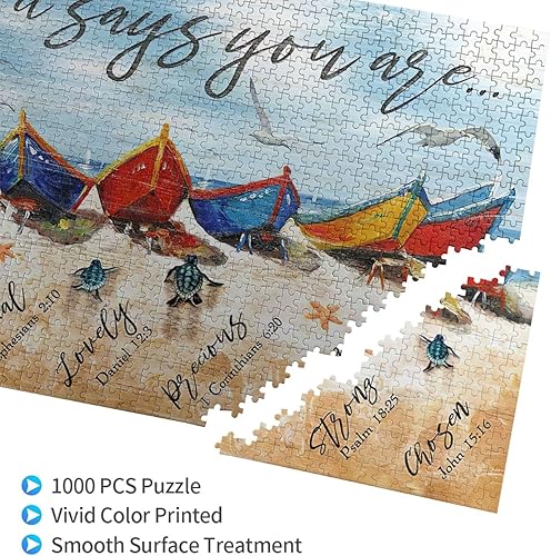 Miniatura 3 de Rompecabezas de 1000 piezas para adultos, barcos coloridos Dios dice que eres de madera, rompecabezas para adultos, juguete educativo para jóvenes,