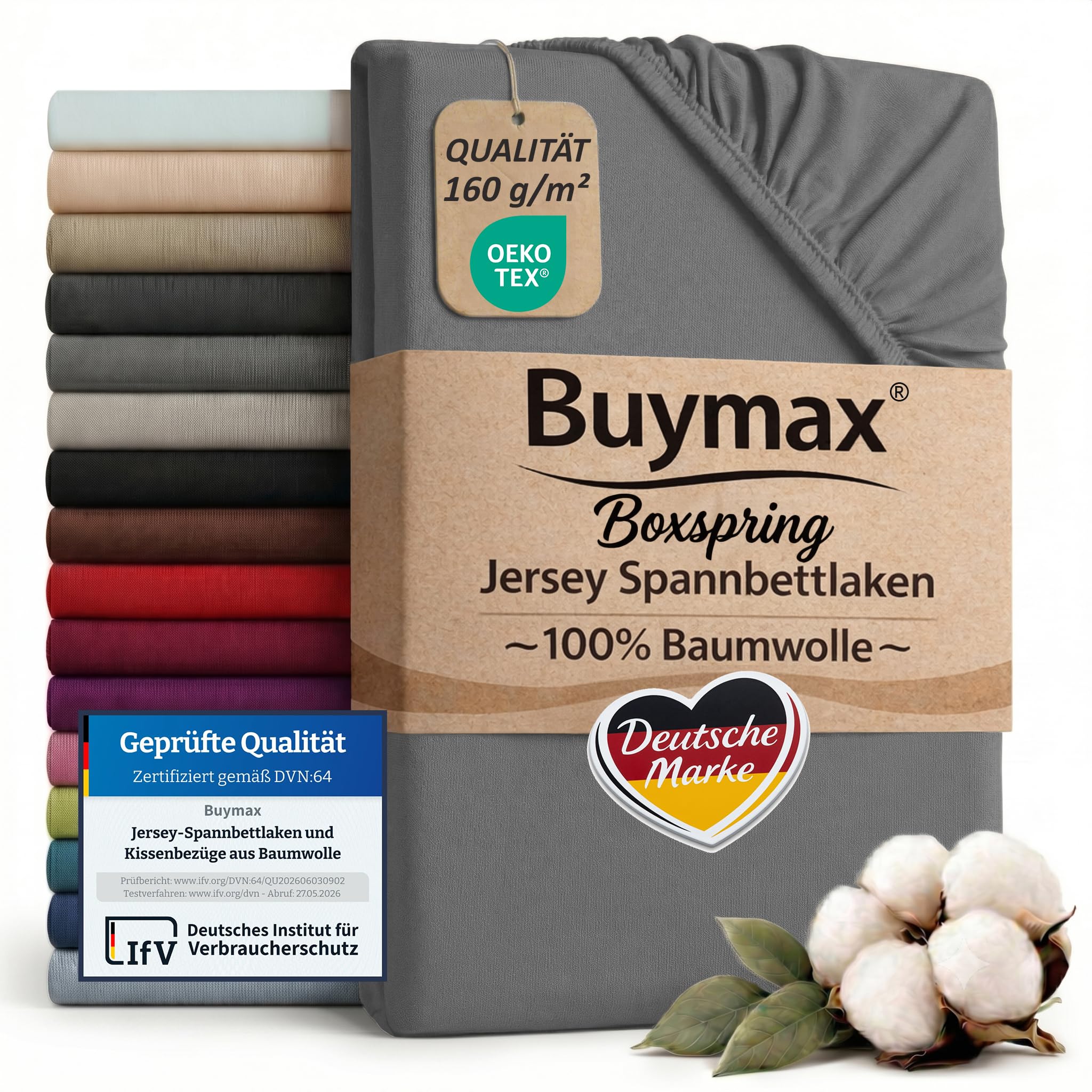 Buymax® Spannbettlaken 60x120 70x140 80x200 90x200 100x200 120x200 140x200 160x200 180x200 200x200 Baumwolle Bettlaken Jersey