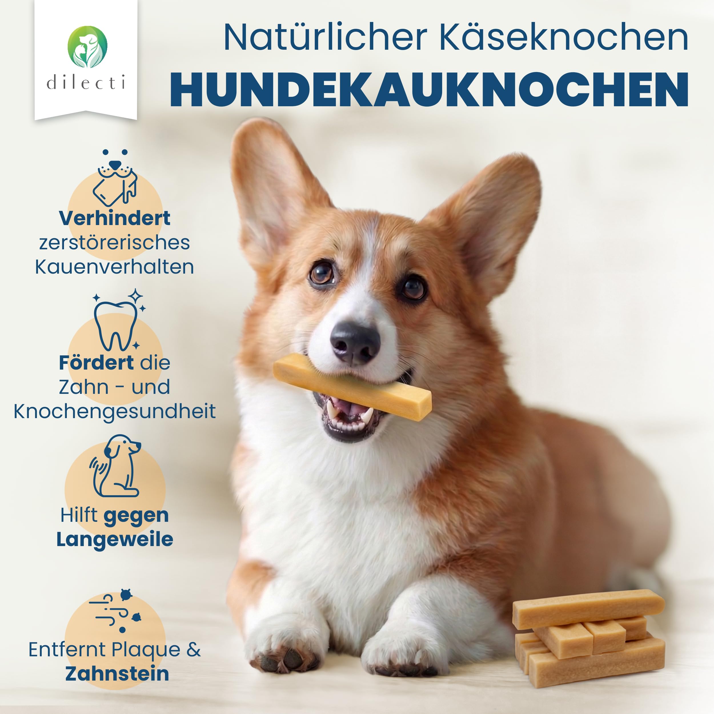 Kaukäse für Hunde - Natürliche Käsestangen aus 100% Hartkäse, Langanhaltender Kausnack & Käse-Kauknochen, Getreidefrei mit Zahnpflege, nach Himalaya-Rezept (Größe XXL, 3er-Pack)