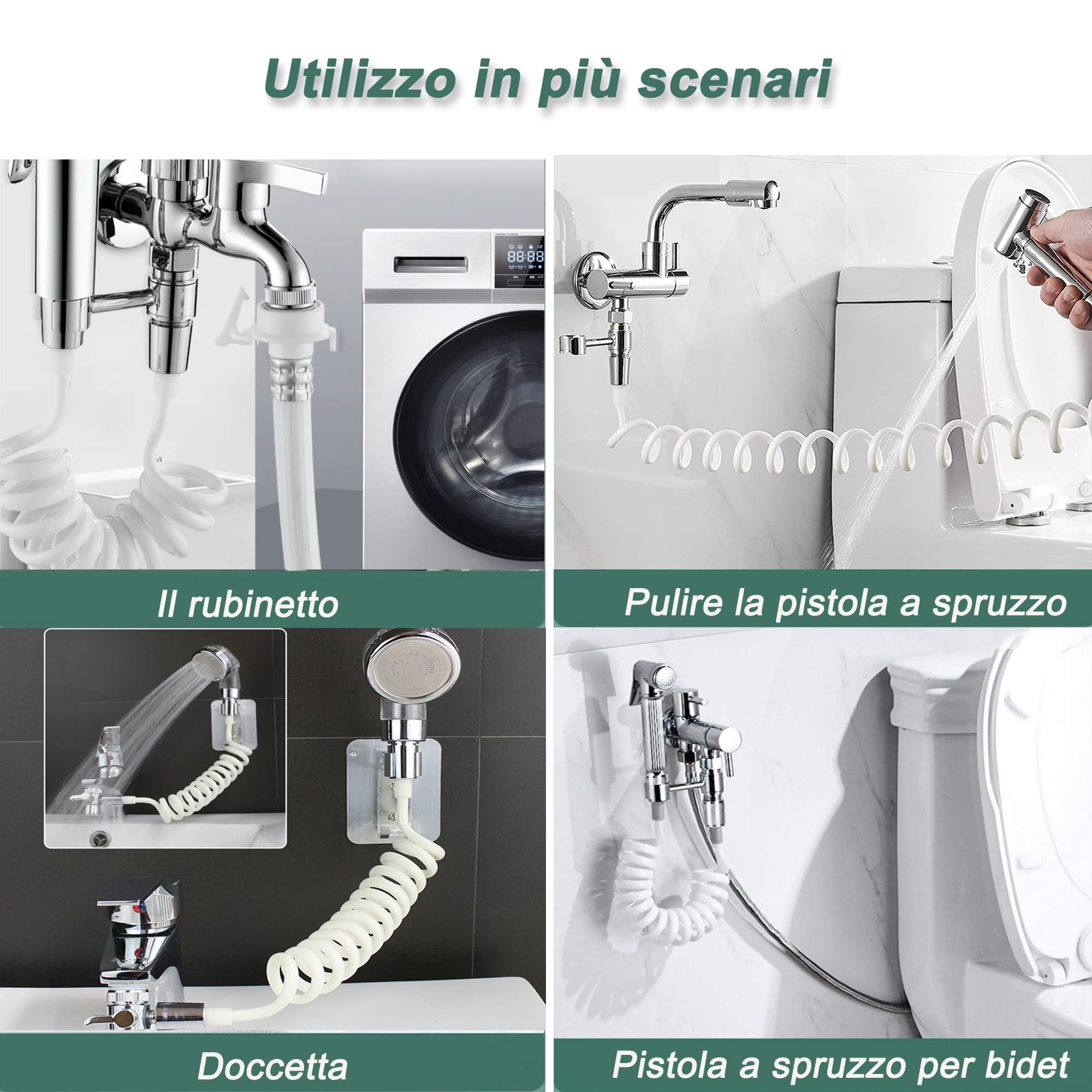 Tubo Flessibile Doccia A Spirale 2M - Restringimento Automatico, Per Bidet, Doccetta E Spruzzatore - Foto 12