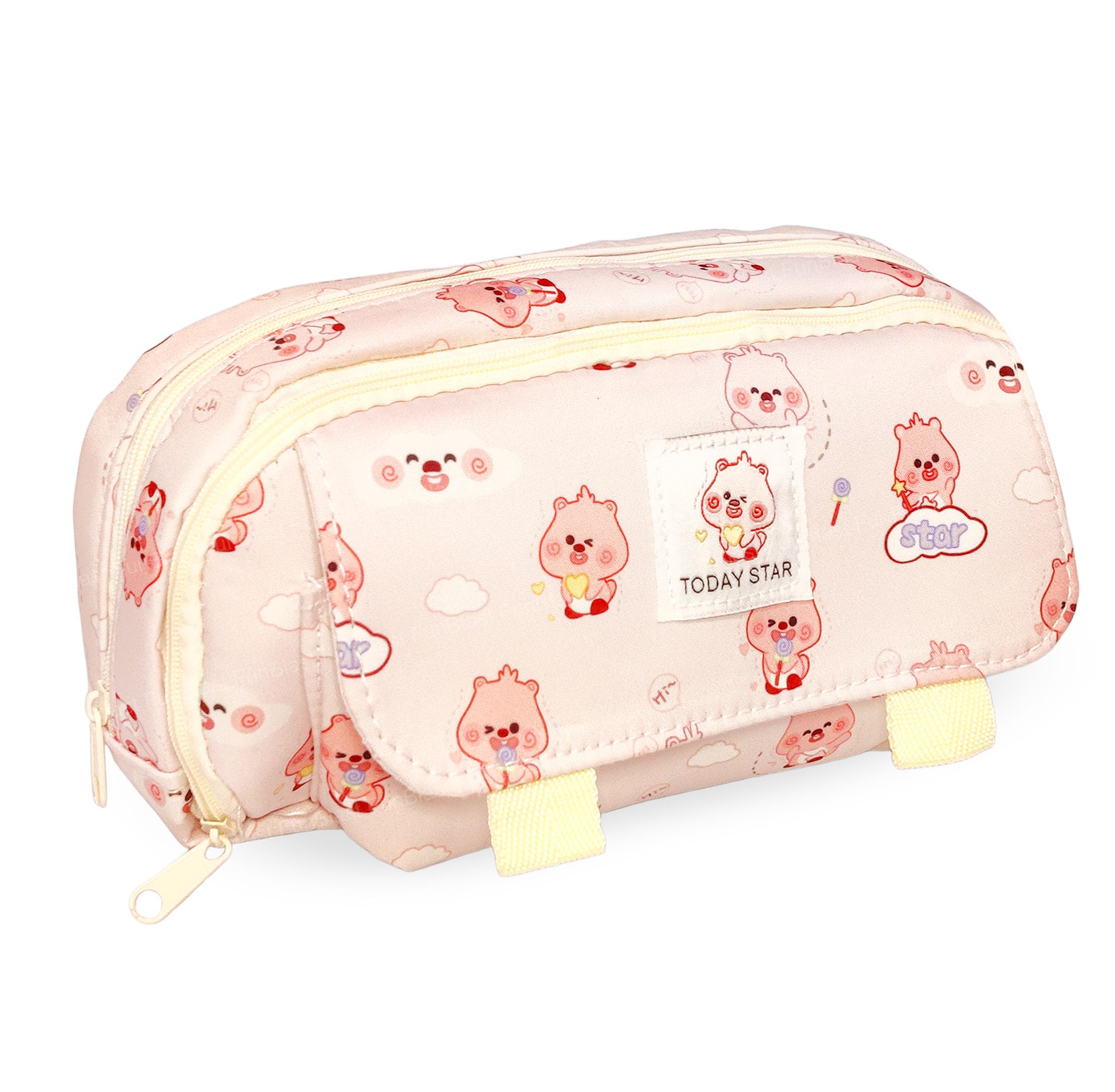 funblast Pencil Pouch for Girls, Kawaii Pencil Pouch, Large Capacity Stationary Organizer Case, Aesthetic Pencil Case Organizer, Multipurpose Zipper Pouch for Kids & Adults (Pink)-picture-11