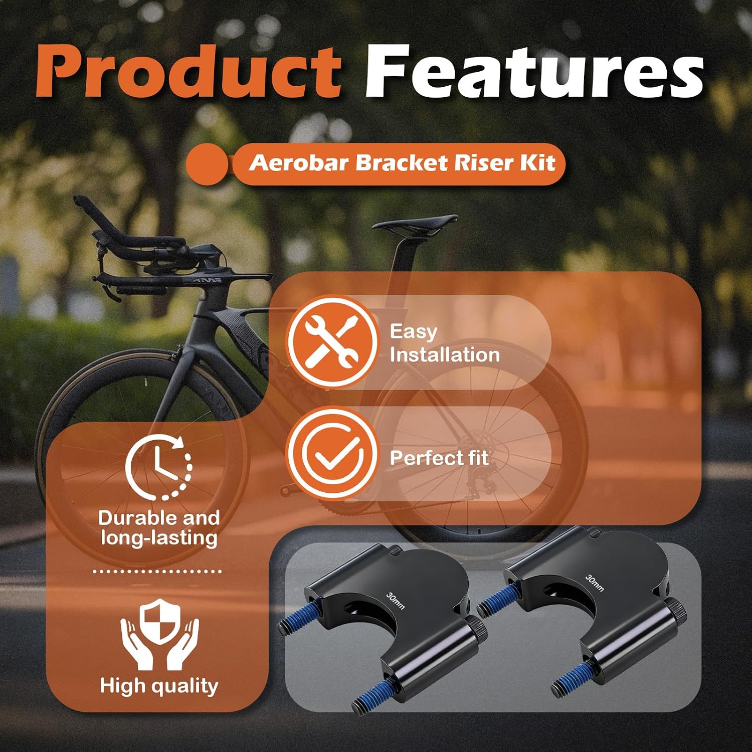 Aerobar Bracket Riser Kit Fit for Profile Design 30mm Height Adjustment - 31.8mm Clamp