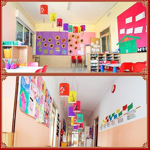 Miniatura 5 de 10 faroles de papel chinos, multicolor, faroles colgantes con luces, decoración de Año Nuevo chino, faroles japoneses, lámpara para tu hogar, fiesta