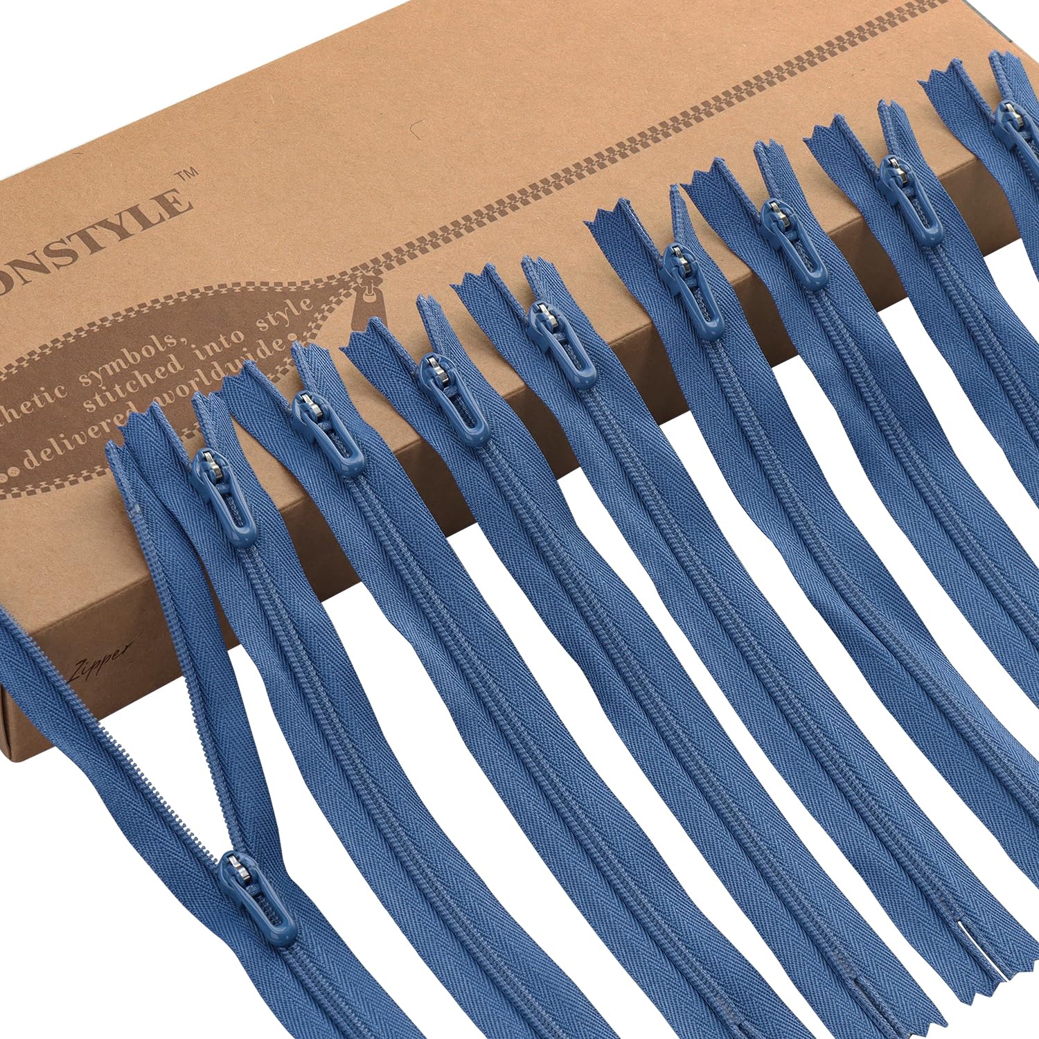 LTWHOME INOTIONSTYLE 23Y018651 Lot de 15 fermetures éclair anti-collision pour pantalon de sport 17 cm #3 Bleu foncé
