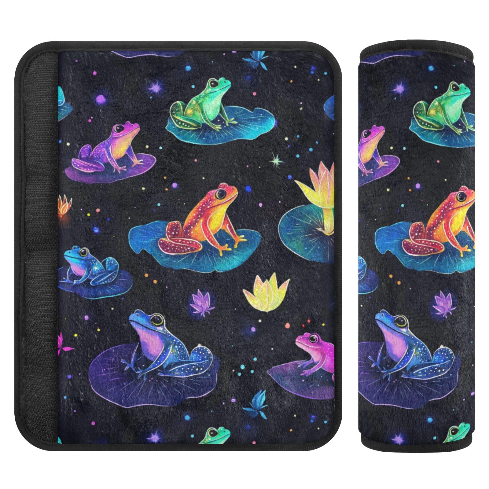 Seat Belt Covers 2 Pack Rainbow Frogs Car Seat Strap Covers Super Soft Watercolor Car Seat Neck Cover for Boys Girls Adults Babies S