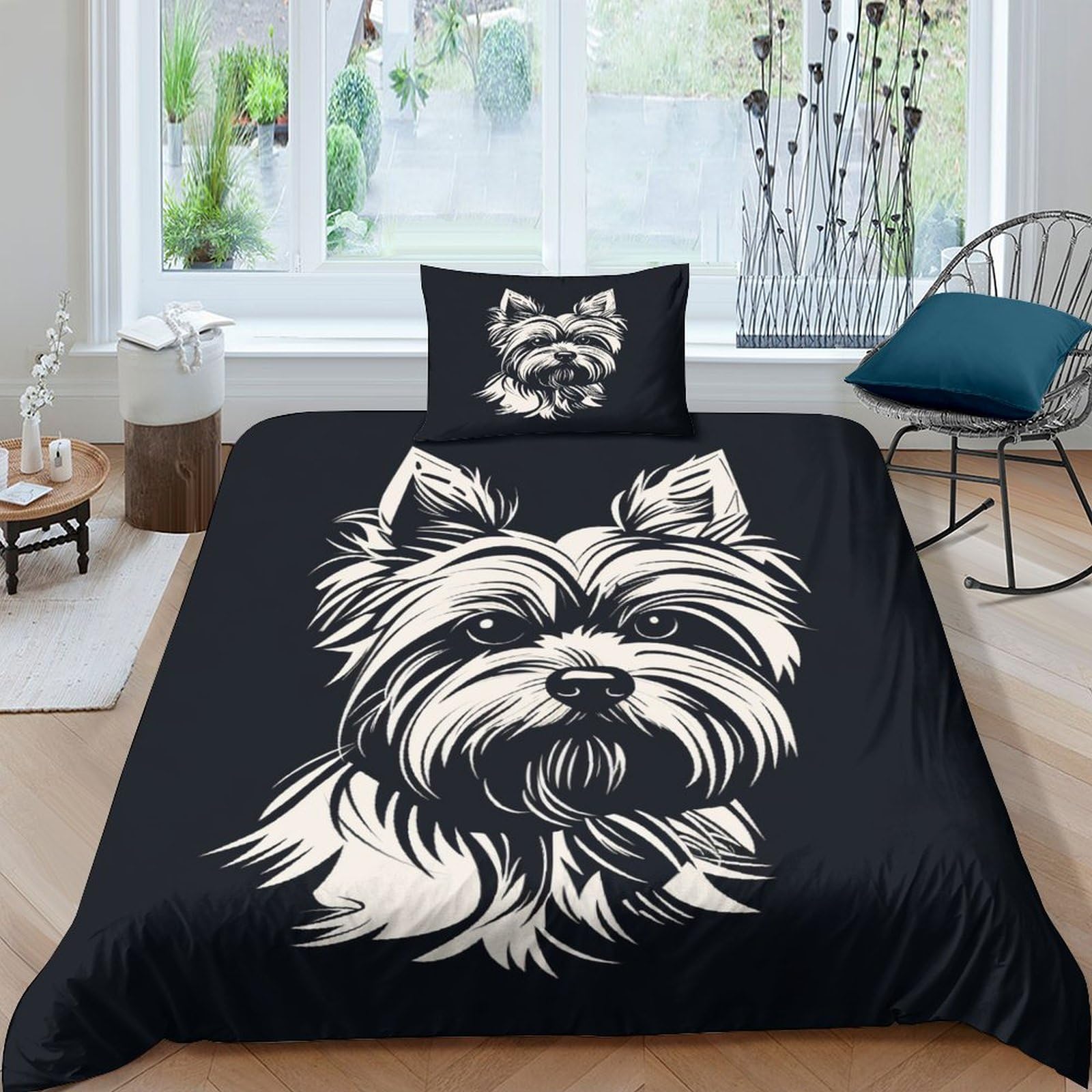 Housse de couette le chien 3D en microfibre 135x200 pour lit simple