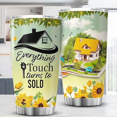 Miniatura 2 de KOIXA Everything I Touch Turns To Sold Vaso para agentes inmobiliarios, taza de acero inoxidable con tapa, regalo de vivienda de 20 onzas, divertido