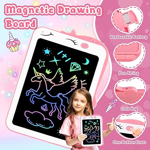 Miniatura 4 de Tableta de escritura LCD para niños, juguetes de unicornio para niñas, tablero de dibujo de juguetes para niños pequeños, almohadilla educativa para