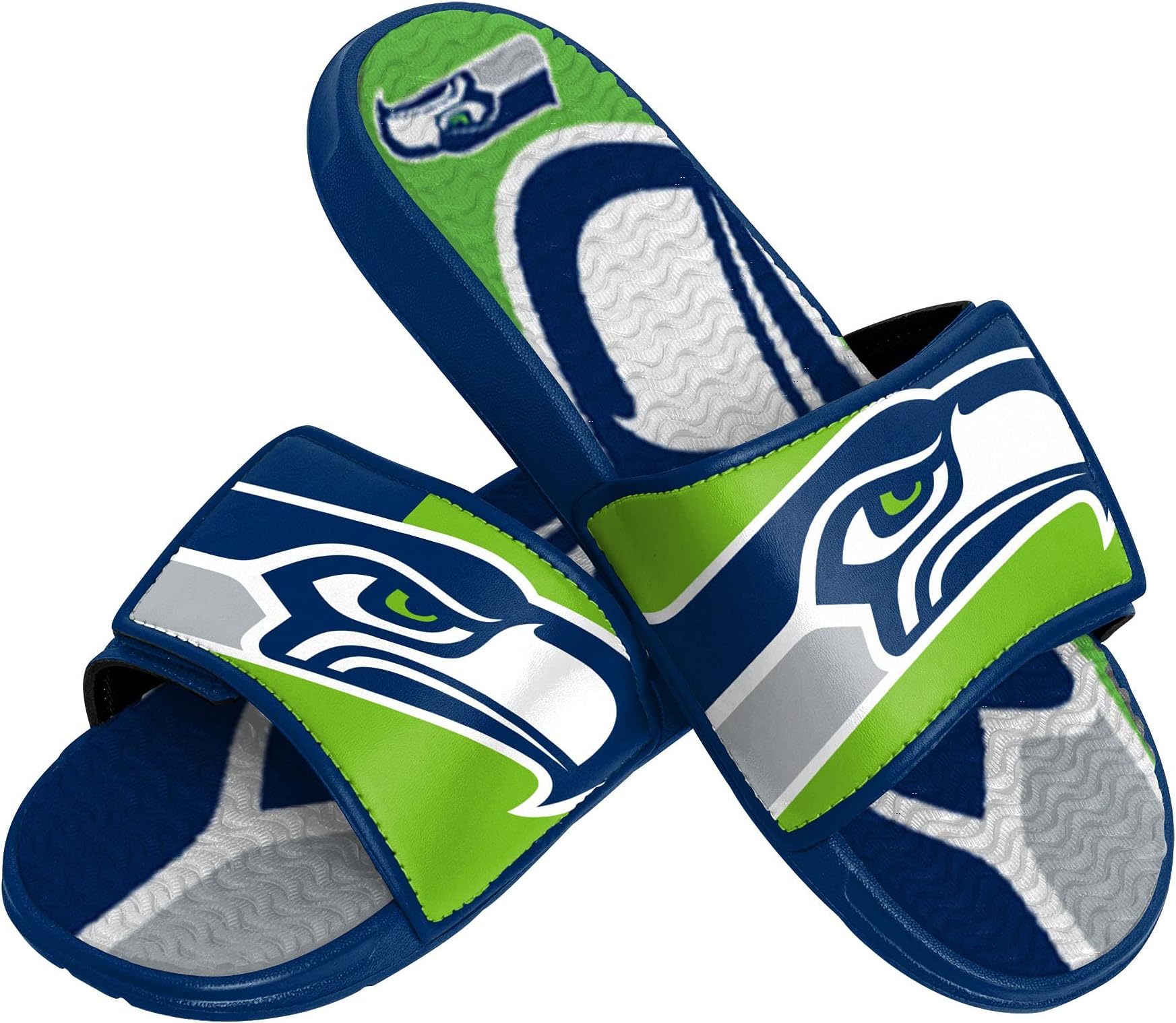 FOCO Mens NFL Team Logo Sport Shower Gel Slide Flip Flop Sandals