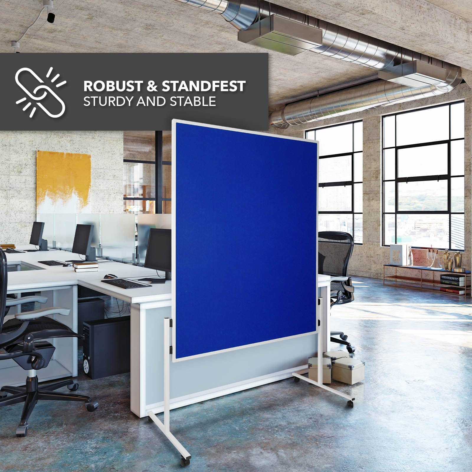 KARAT Tableaux de présentation en Feutre - en Une Seule pièce - monoblocs - avec roulettes - Hauteur : 185 cm - 5 Couleurs (Bleu)