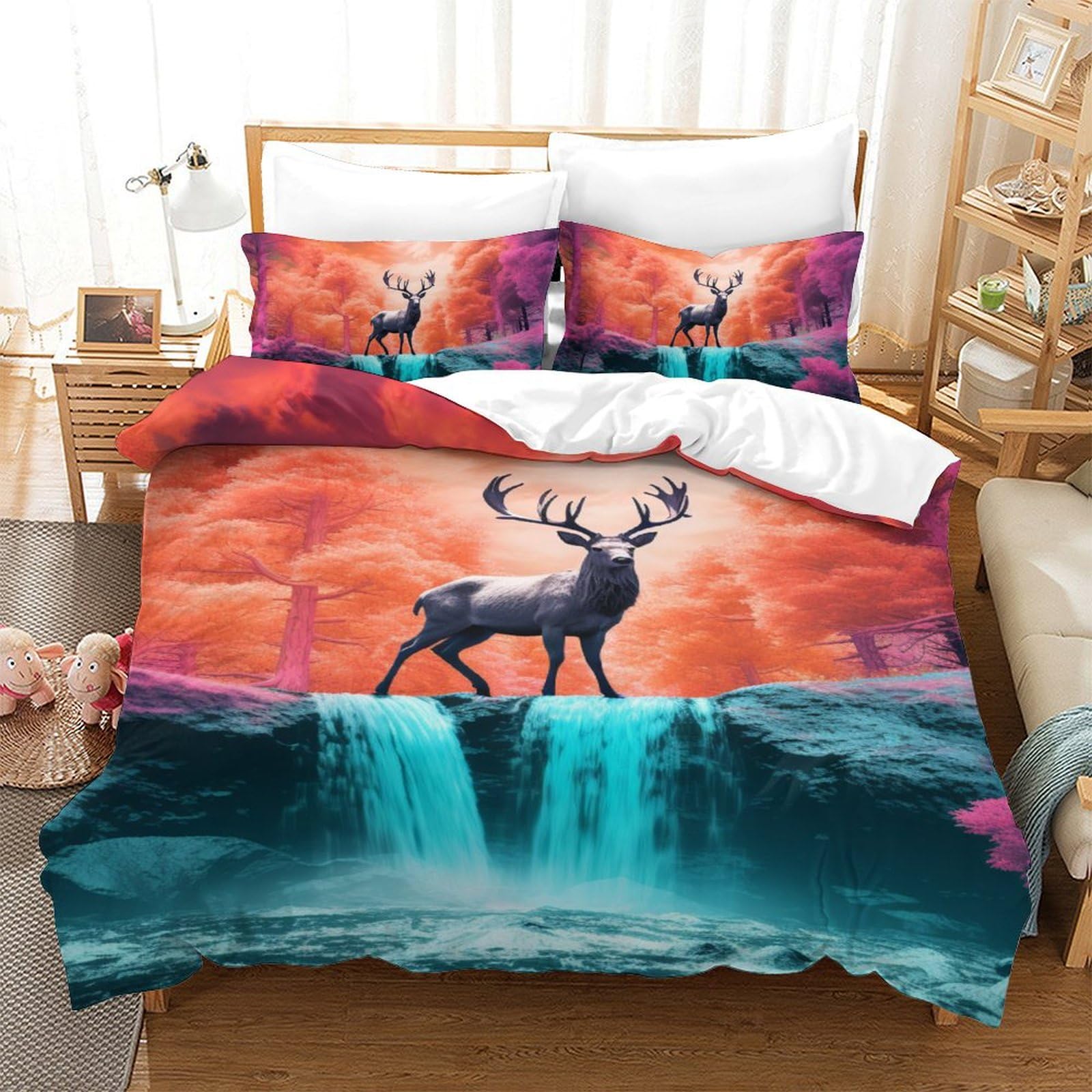 Parure de lit cerf 3D haut de gamme microfibre single 140x200