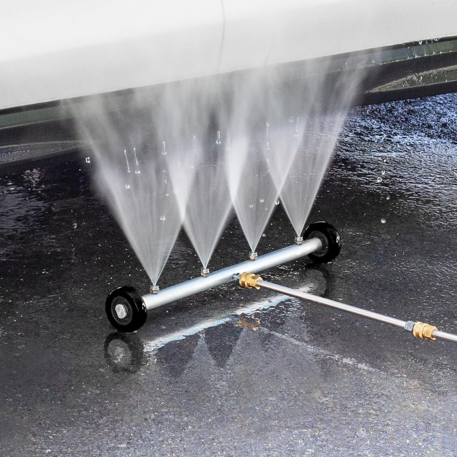 Idropulitrice per Carrozzino, Attacco per Idropulitrice in Acciaio Inossidabile Ramato, 4000 PSI 2,5 GPM, 4 Ugelli, 2 Rotelle con Bacchette di Estensione per Auto, Camion, SUV, Rimorchio