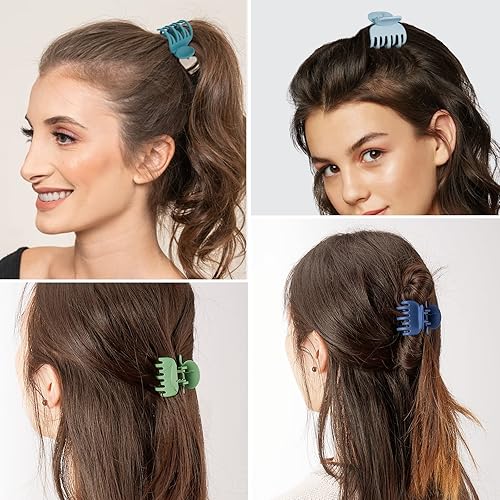 Miniatura 6 de 16 pinzas pequeñas para el cabello para cola de caballo alta pinzas de doble fila para mujeres y niñas pinzas de garra para cabello fino pinzas