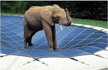 Dustproof Pool Protector Heavy Duty Swimming Pool Safety Cover Blue Mesh with Brass Anchor Stainless Steel Spring, Round Inground Safety Pool Cover-1