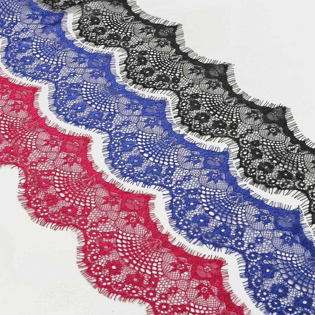 Garniture en dentelle 3 Yards par Lot, 9.5cm, rubans en tissu brodé de fleurs for bricolage, couture artisanale de vêtements(Gray)