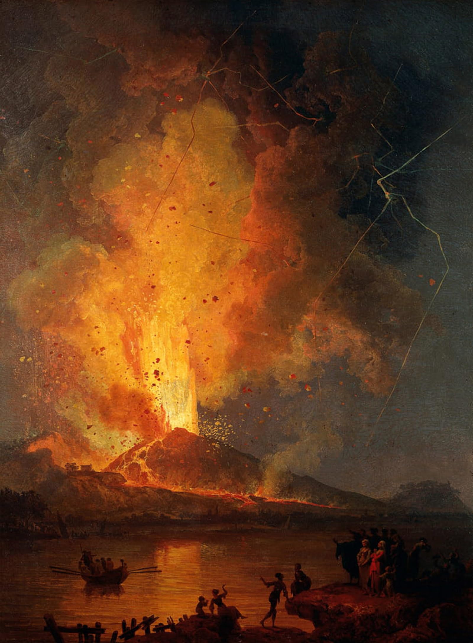 SERENDIPITP Vintage Wall Art Canvas Nordic Poster Canvas Print Picture View of Vesuvius Erupting by Pierre Jacques Volaire Wall Art Poster for Home Decor 60x90cm