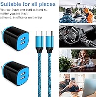 Vista 6 de Cargador tipo C de carga rápida de pared de carga rápida, cargador rápido tipo C, Android USB C, cable de carga de teléfono de 6 pies para Samsung