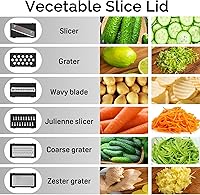 Vista 2 de Joined Centrifugadora Grande para Ensaladas y Cortadora de Mandolina 6 en 1, Centrifugadora de Lechuga Multiuso con Drenaje, Tazón y Colador