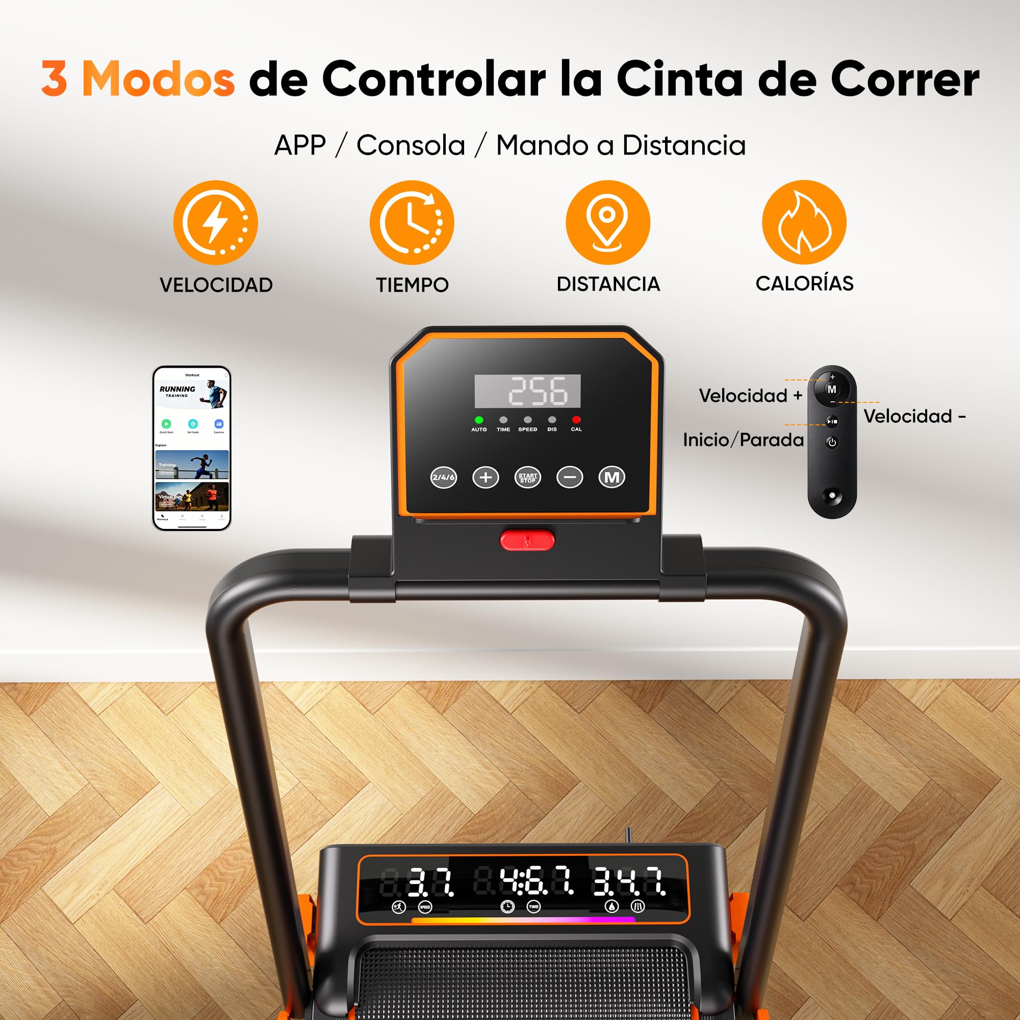 GIDGIMO Cinta de correr plegable para casa con inclinación del 15%, almohadilla de caminar de 12 km/h con asa, motor silencioso, pantalla LED, mando a distancia, cinta de correr para oficina