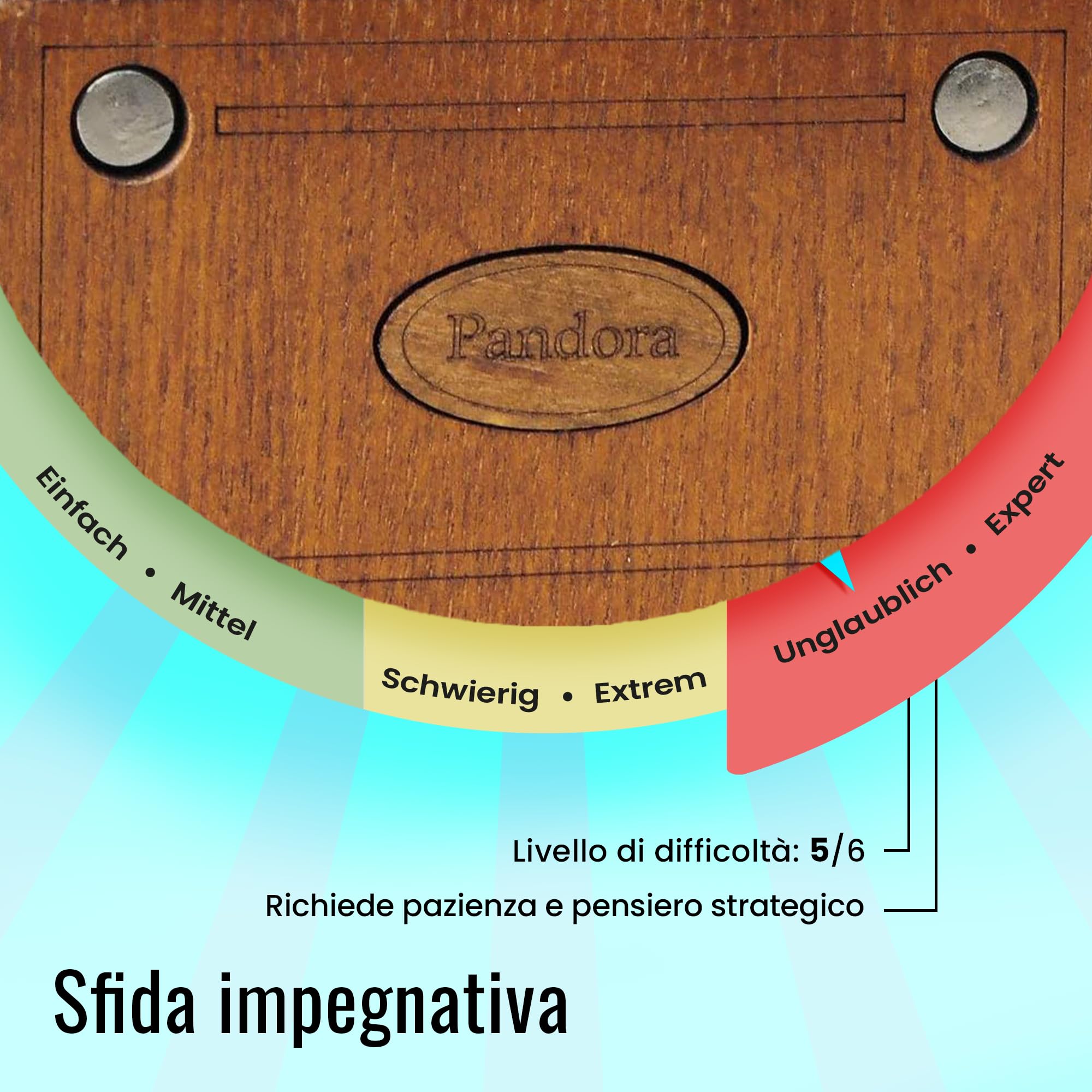 Logica Giochi - Pandora Box - Lo Scrigno Segreto - Puzzle in legno - Cofanetto segreto - Difficoltà 5/6 Incredibile - Collezione Leonardo