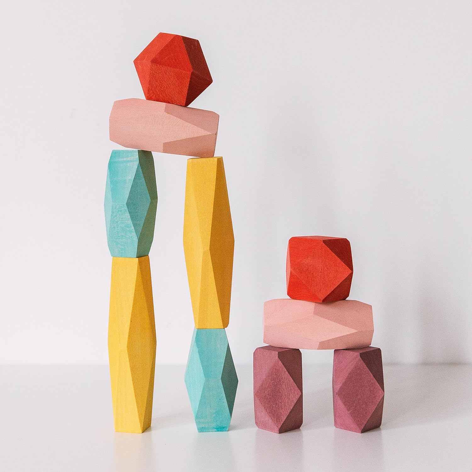 Wooden Stacking Rocks Building Blocks,10Pcs Stacking Stones Balance Blocks, Sensory Learning Montessori Toys for Boys Girls Birthday Gifts