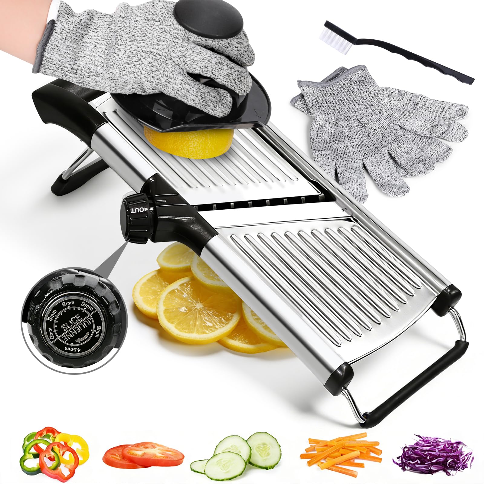 Coupe légumes multifonctionnel en acier avec mandoline de cuisine réglable