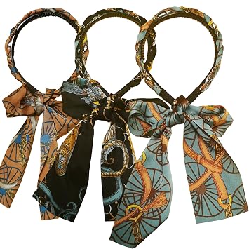 Girls Headbands,Fabric and Satin Hair Bands Non Slip, Hard and Boho Headbands for Womens Hair 3pcs