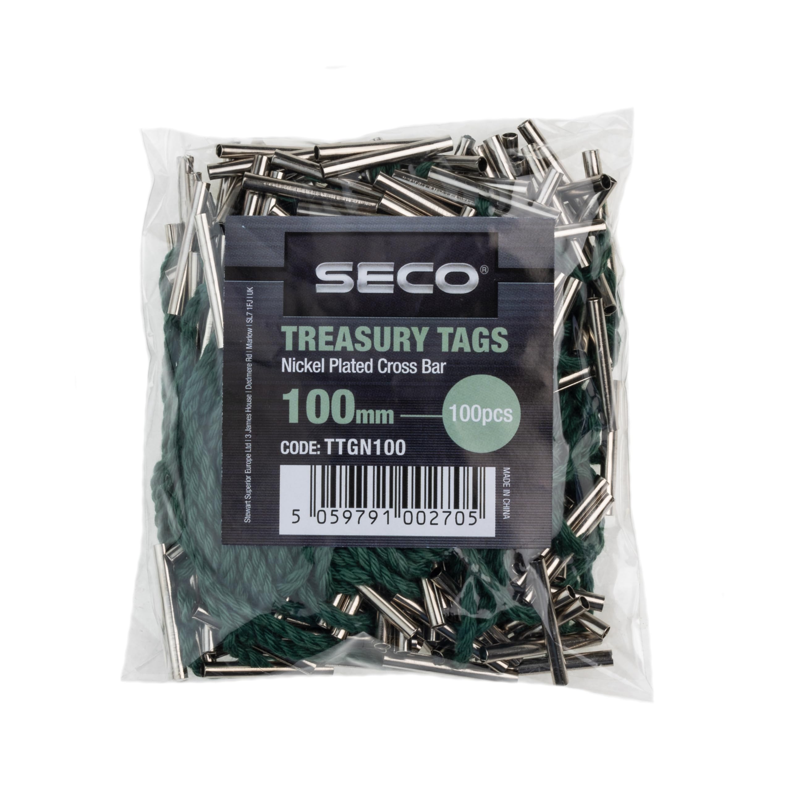 Seco Treasury Tags Metal Green 100 Mm Pack Of 100