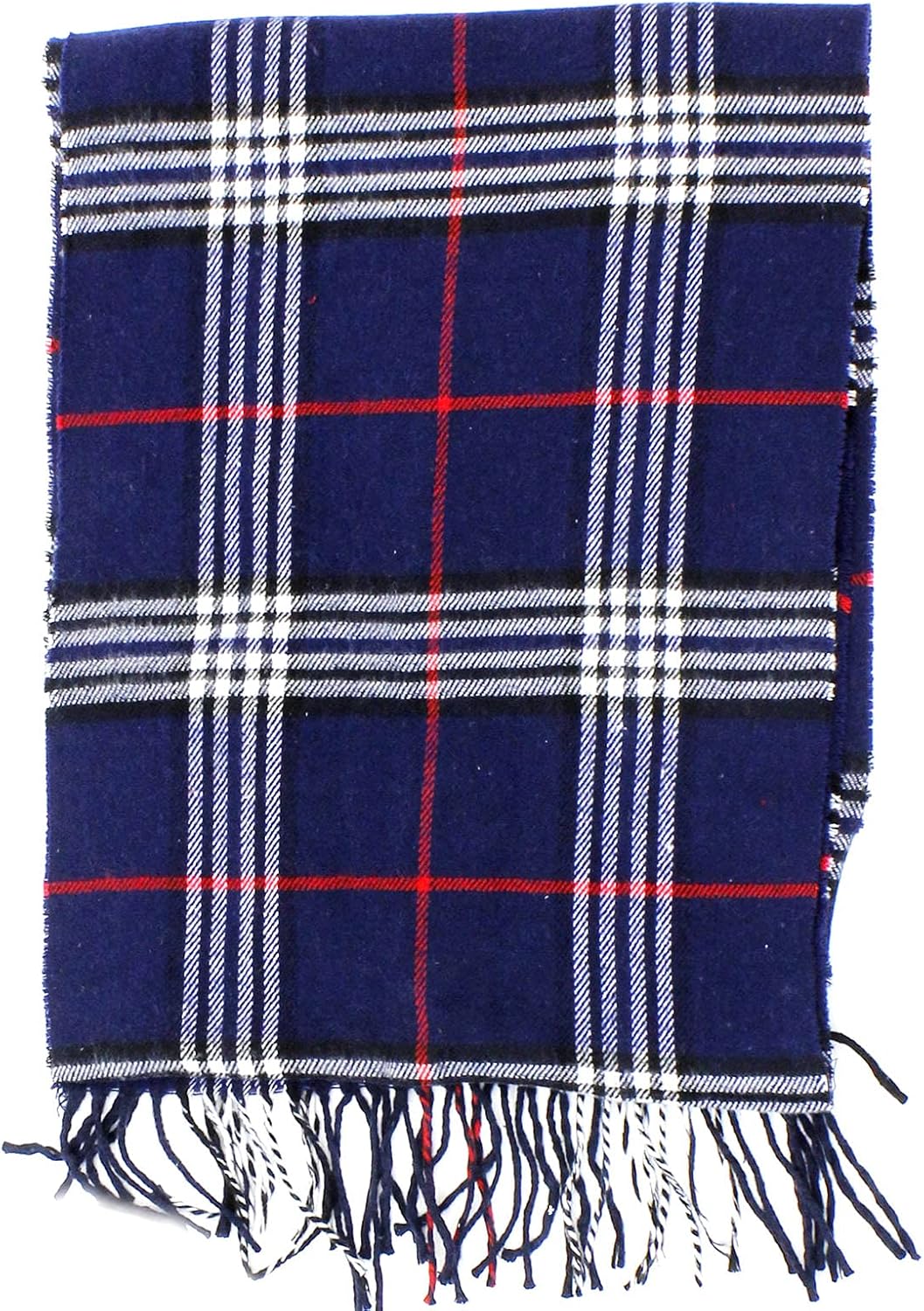 New Soft Cashmere Feel Plaid Check and Solid Winter Scarf (Navy plaid) at  Men’s Clothing store