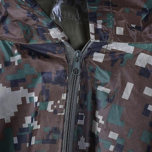 Miniatura 9 de FILFEEL Poncho impermeable con capucha Ripstop PVC para adultos, abrigo de lluvia Marpat Woodland camuflaje al aire libre caza pesca con bolsa a