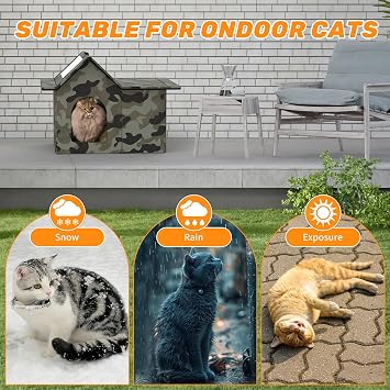 Outdoor Cat House Weatherproof, Large Feral Cat House for Winter, Collapsible Outdoor Cats Shelter in Winter with Door and Soft Mat, Easy to Assemble