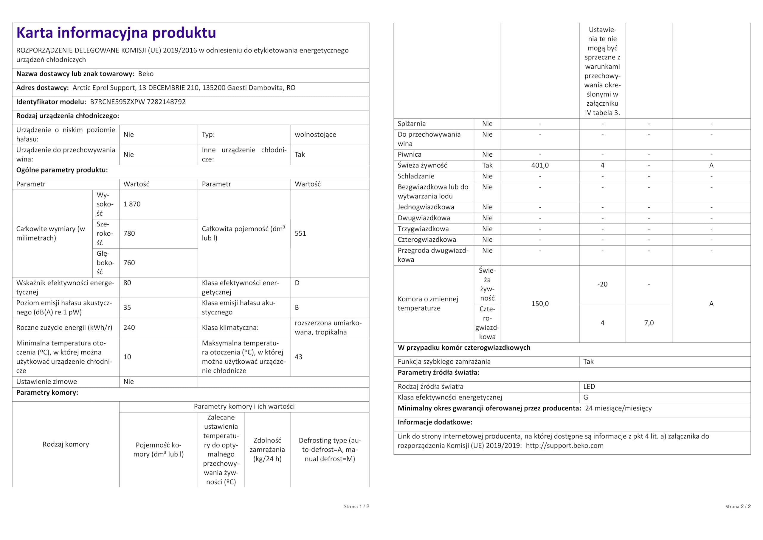 Beko B7RCNE595ZXPW Frigorifero libera installazione