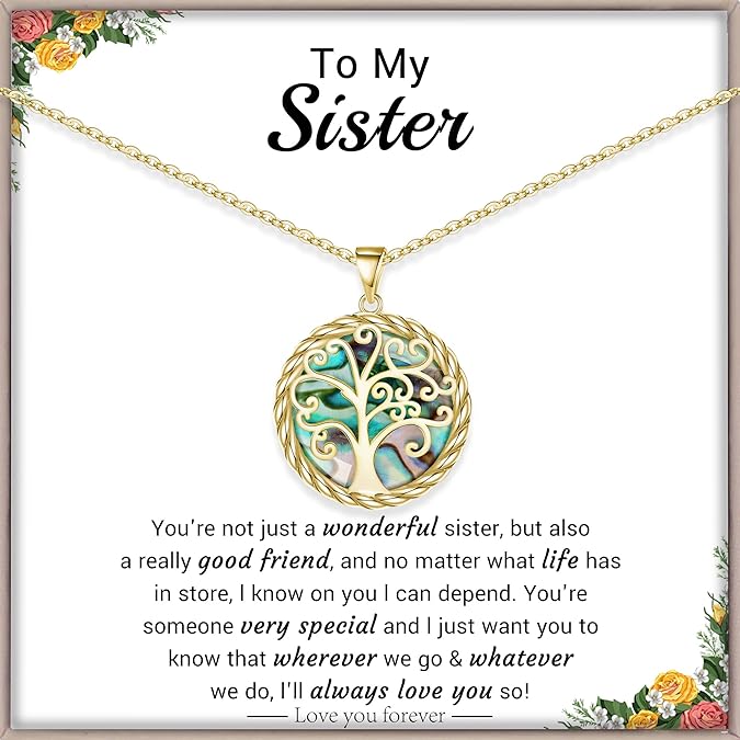 Christmas Gifts for Women Tree of Life Necklace for Women Birthday Gifts for Her Stocking Stuffers Pendant Necklace with Shell Tree Mothers Day Gift for Mom Grandma Wife Daughter Anniversary Christmas Jewelry