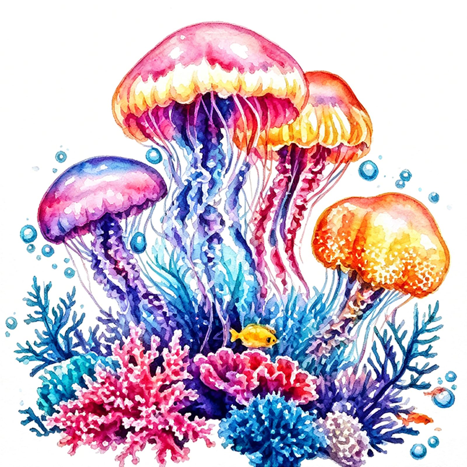 POETRYDRAW Colorful Jellyfish Cross Stitch Kit, 11CT DIY Embroidery Starter Set, 15.75x15.75 inch Home Decor for Beginners & Adults