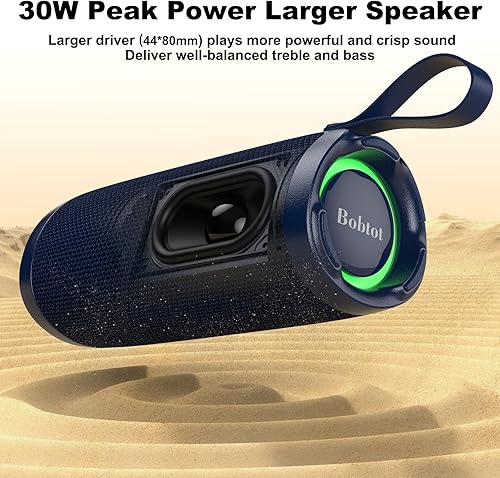 Miniatura 2 de Bobtot Altavoz Bluetooth portátil, altavoz impermeable IPX6 con graves intensos, sonido fuerte de 15 W, RGB, tiempo de reproducción de 15 horas,
