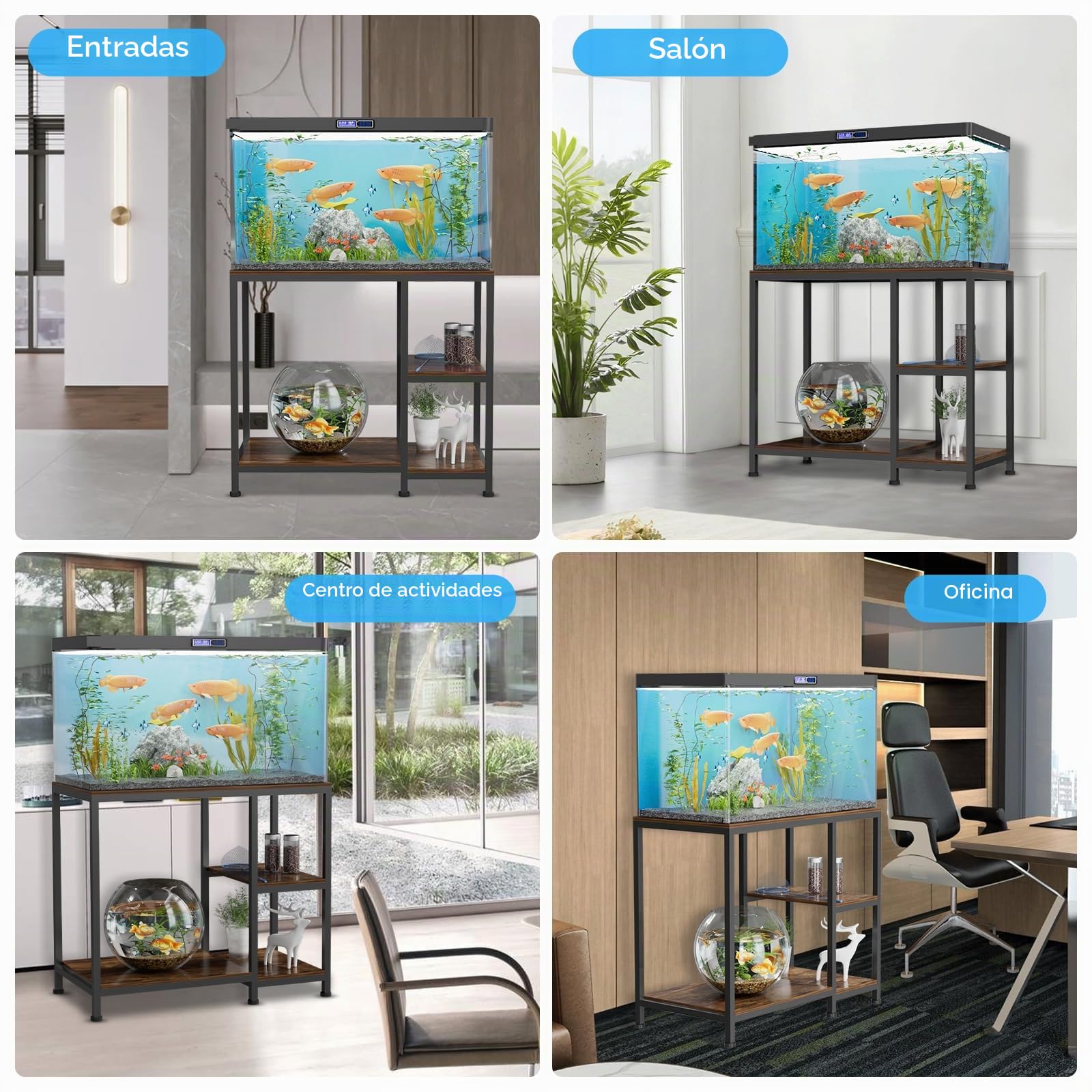 VyGrow Soporte de acuario de 40 galones, soporte resistente para peceras de 93 x 47 x 80 cm, estantes de madera de acuario de pie de 330 kg de capacidad de carga para almacenar accesorios de rango de
