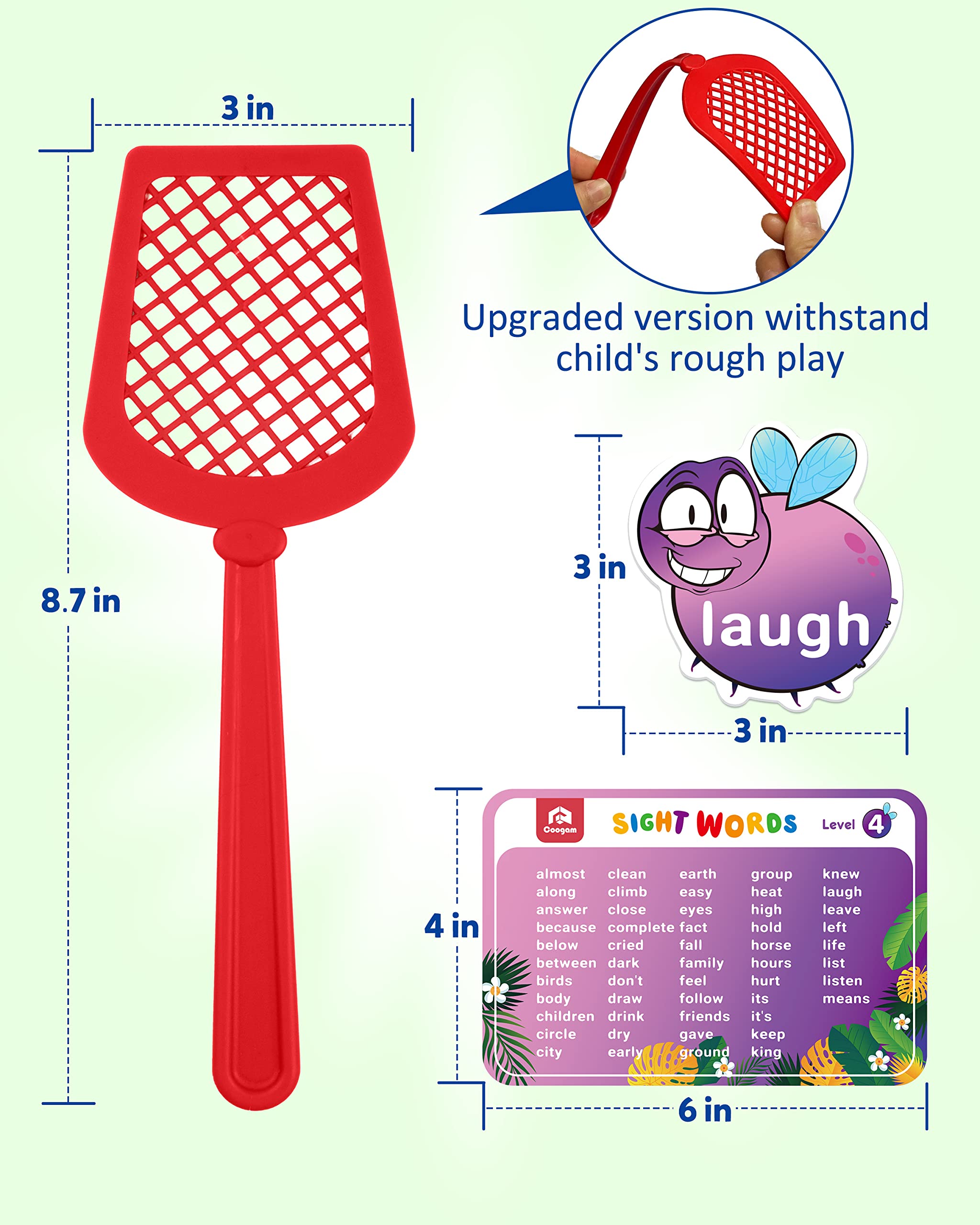 Coogam Sight Words Swat Game with 400 Fry Site Words and 4 Fly Swatters