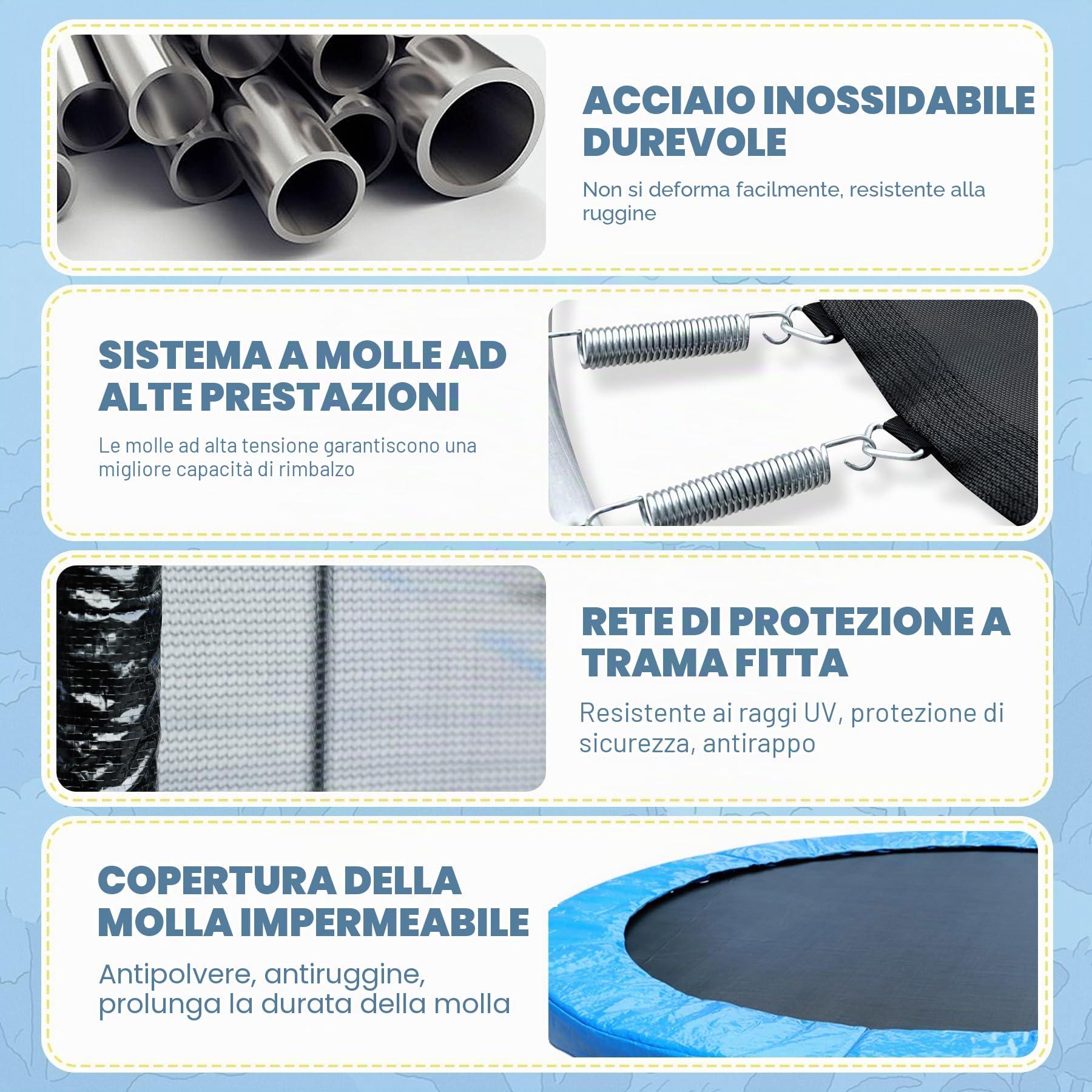Trampolino da giardino con rete di sicurezza, certificato TÜV GS, per esterni, con scala combinata, impermeabile, resistente ai raggi UV, regalo per bambini e famiglie