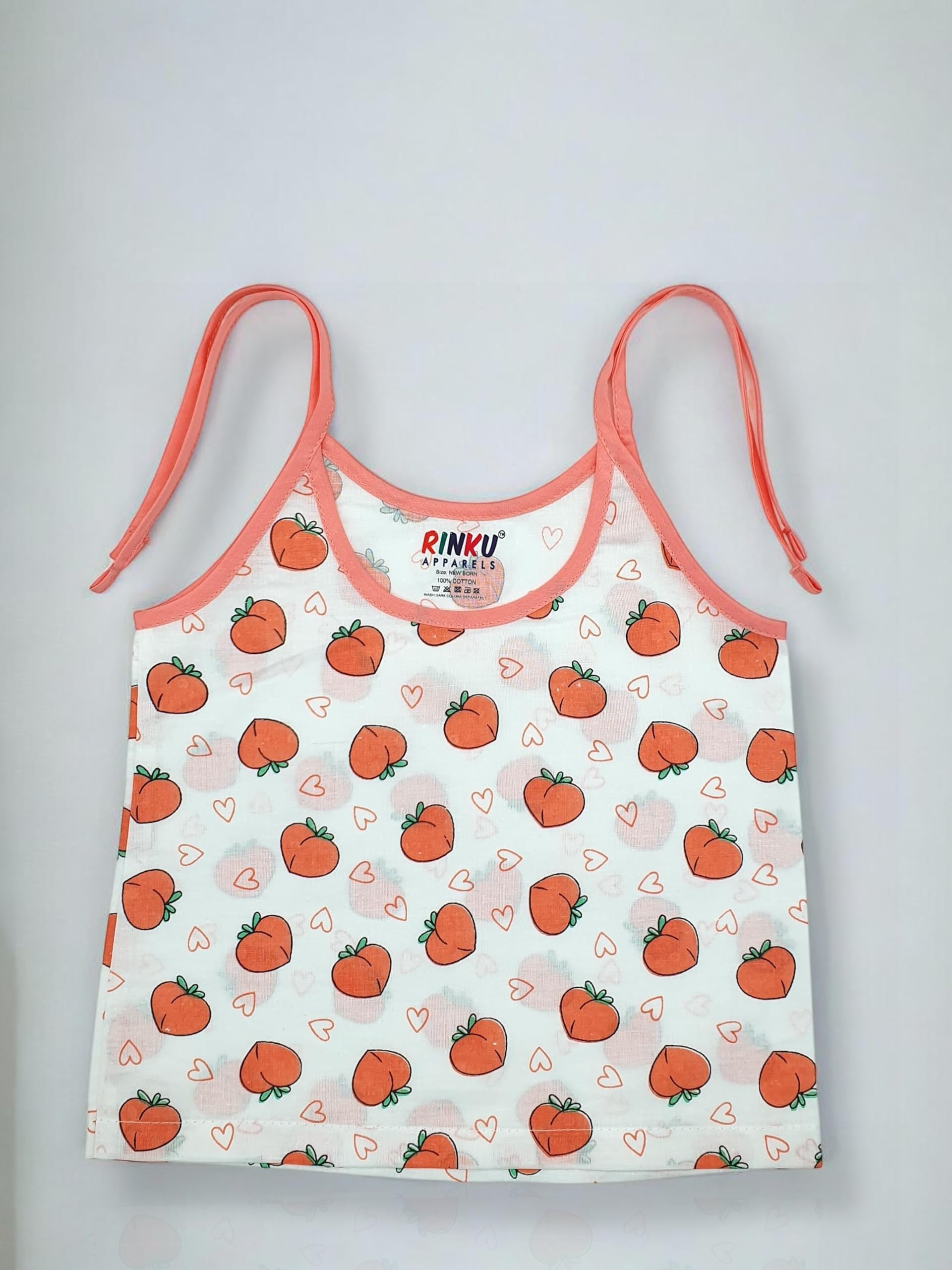 VIRTI MINI ME Baby Girls Cotton Camisole Vest Slip β Pack of 6 | Soft & Breathable Sleeveless Innerwear | Fun Printed Designs | Ideal for Summer (0-3 Month) Multicolour 1