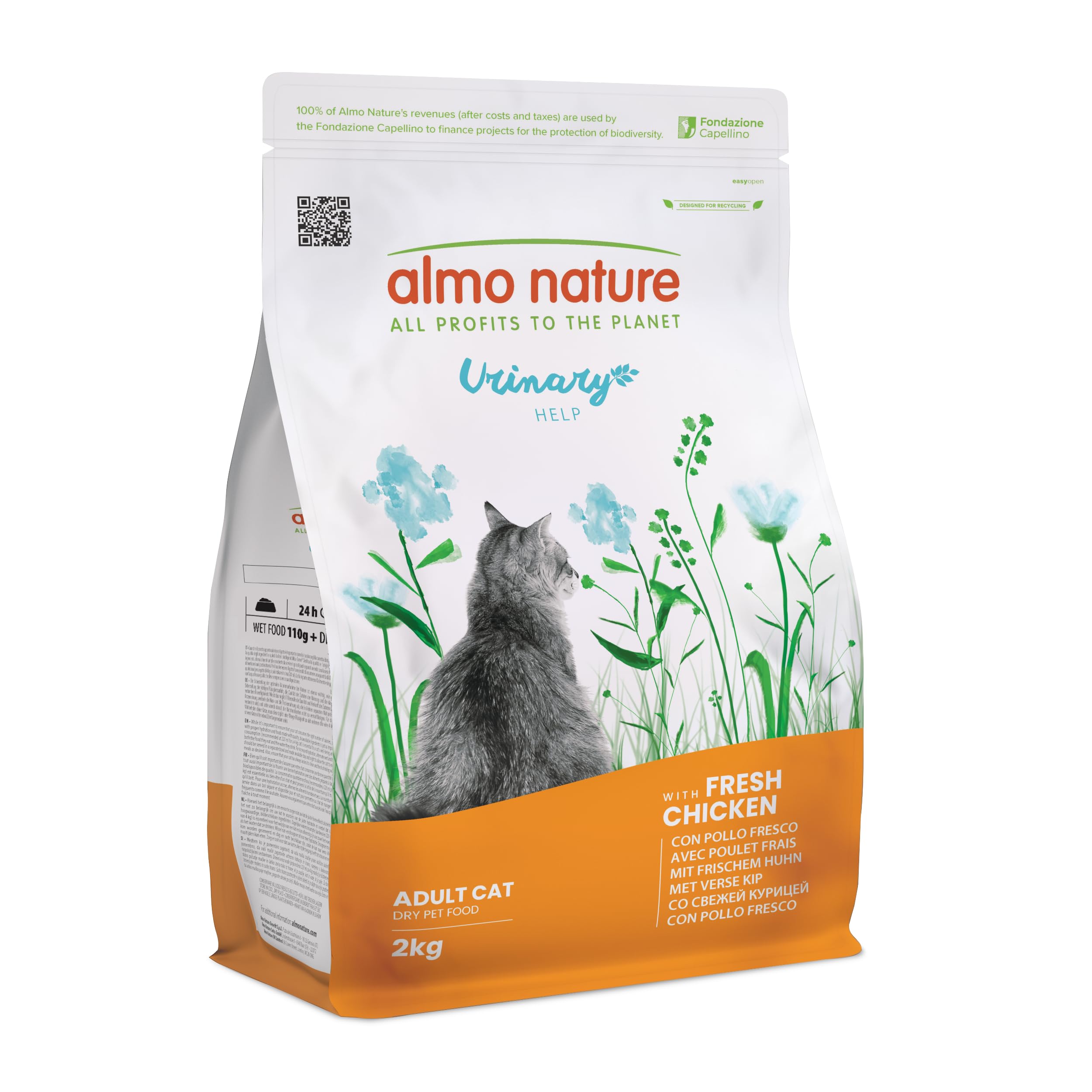 Almo Nature Urinary Help - Katzen-Trockenfutter mit Frischem Huhn - Unterstützung des Harnsystems mit Glucosamin und Reduzierten Gehalten an Magnesium, Kalzium und Phosphor - 2kg Beutel