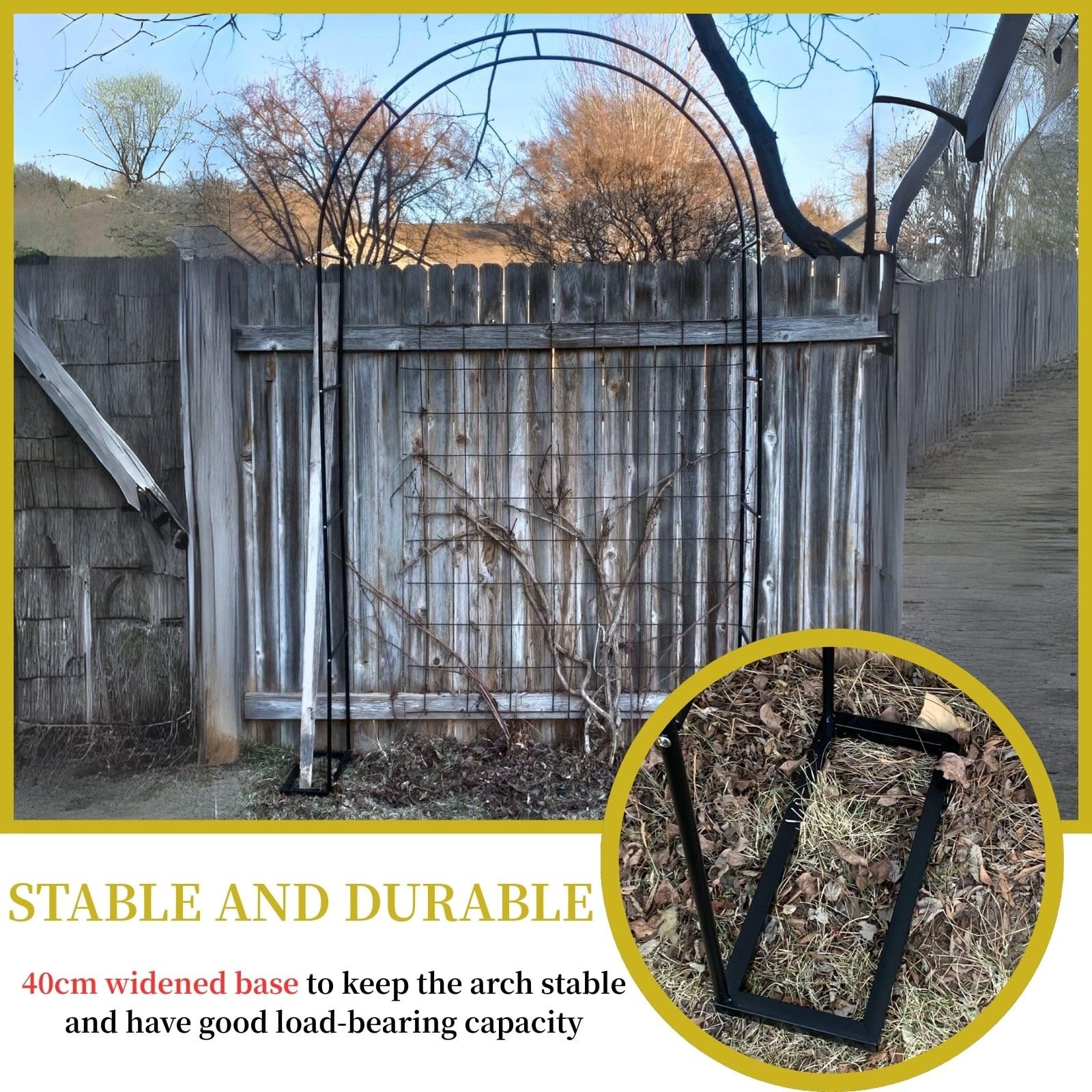 Arcos metálicos Resistentes para Rosas de jardín - Pérgola de Acero Duradera para Plantas trepadoras, hortalizas y Rosas - Enrejado Exterior, Opciones de Ancho de 2 m a 3,5 m (Negro, 120 cm