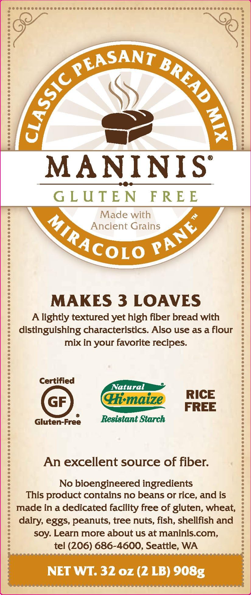 MANINIS Ancient Grains Gluten Free Classic Peasant Bread Mix (2lb bag)
