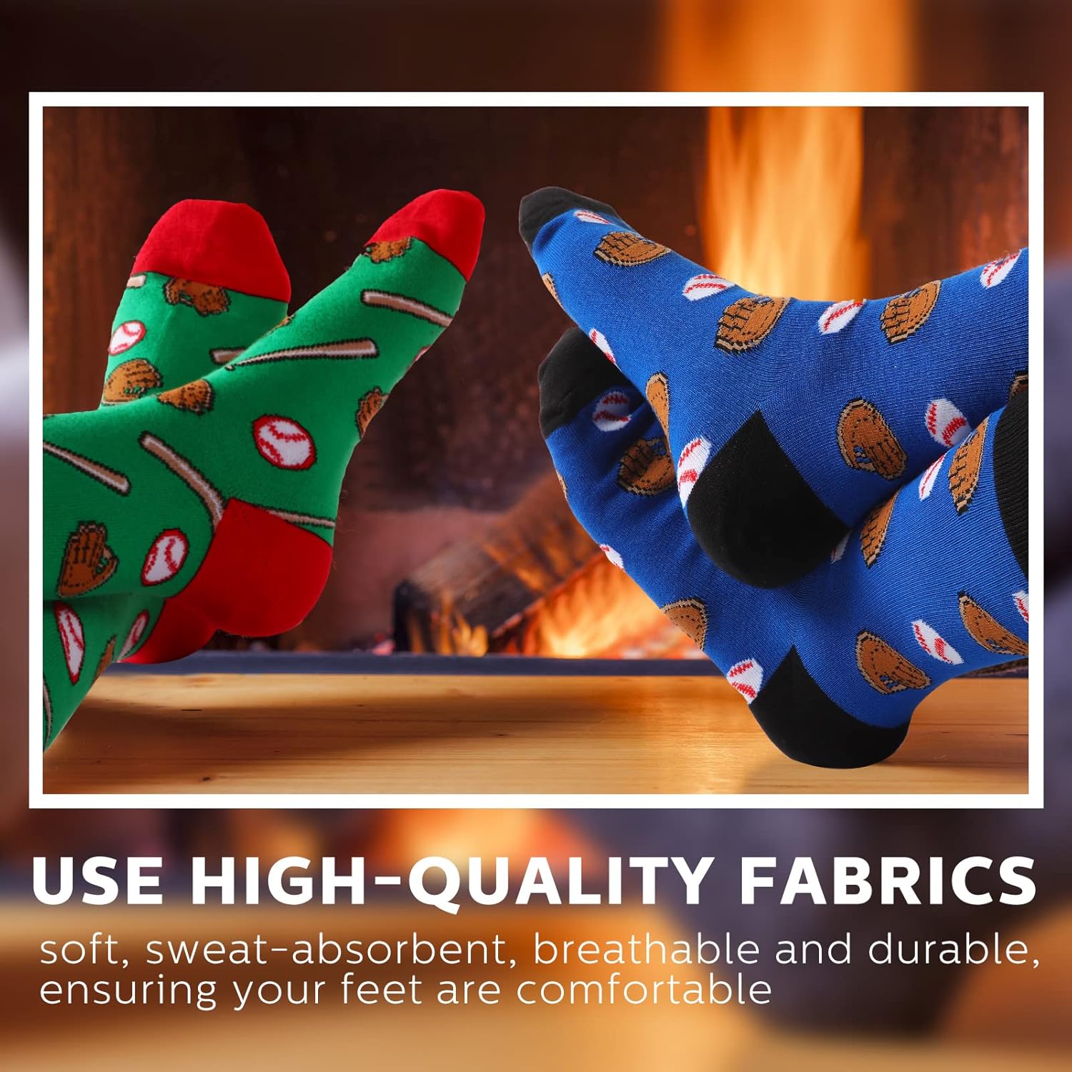 SATINIOR 4 Pairs Funny Baseball Socks Men Novelty Crew Season Socks Baseball Lovers Gifts for Fans Team Players Coaches Favors - Image 5