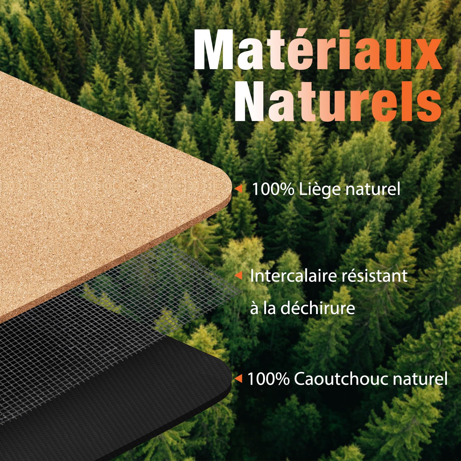 DH FitLife Tapis de yoga en liège antidérapant en caoutchouc naturel - Prêt à l'emploi - Facile à nettoyer - Tapis de sport, de fitness et de gymnastique de qualité supérieure pour yoga, pilates et